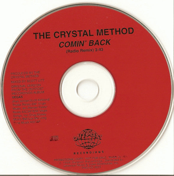 The Crystal Method : Comin' Back (CD, Single, Promo)