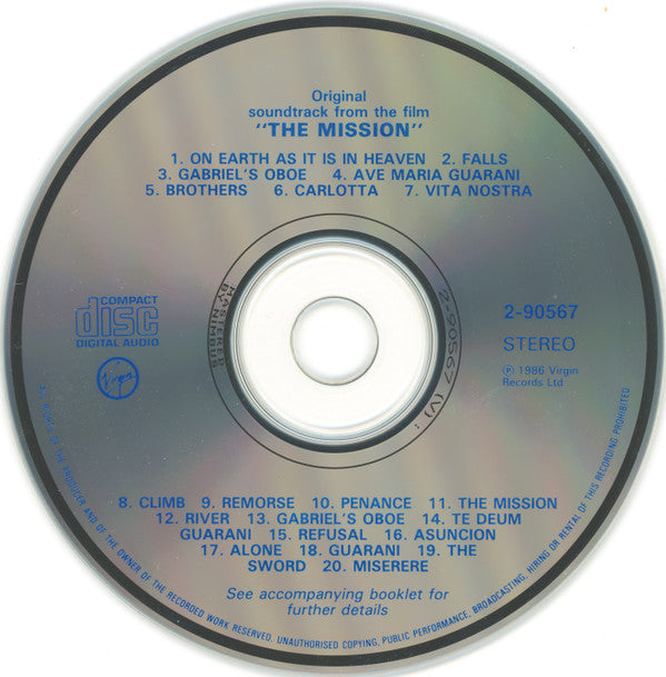 Ennio Morricone : The Mission (Original Soundtrack From The Motion Picture) (CD, Album, RE)