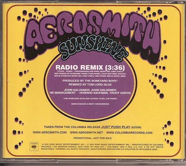 Aerosmith : Sunshine (CD, Single, Promo)
