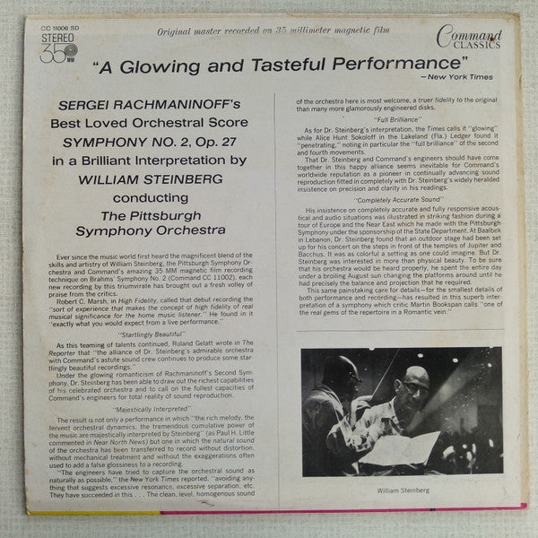 Sergei Vasilyevich Rachmaninoff, William Steinberg And The Pittsburgh Symphony Orchestra : Symphony No. 2 In E Minor, Op. 27 (LP, Album, RE)