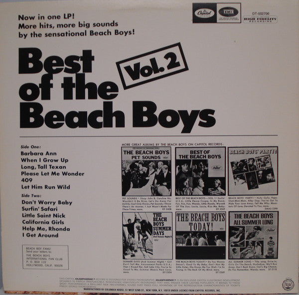 The Beach Boys : Best Of The Beach Boys, Vol. 2 (LP, Comp, Club)