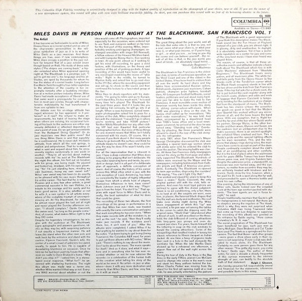 Miles Davis : In Person, Friday Night At The Blackhawk, San Francisco, Volume I (LP, Album, Mono)