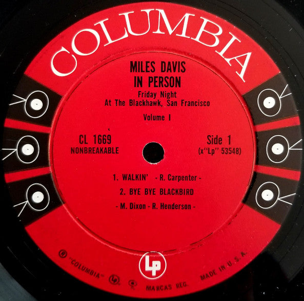 Miles Davis : In Person, Friday Night At The Blackhawk, San Francisco, Volume I (LP, Album, Mono)