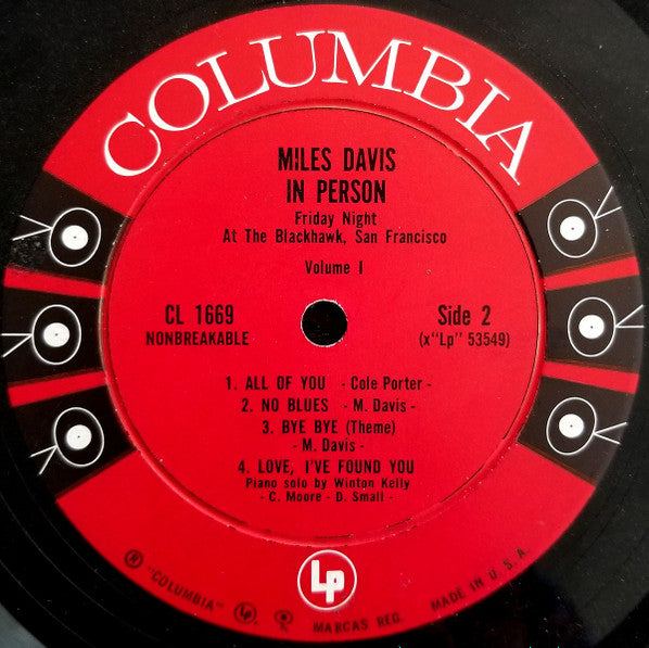 Miles Davis : In Person, Friday Night At The Blackhawk, San Francisco, Volume I (LP, Album, Mono)
