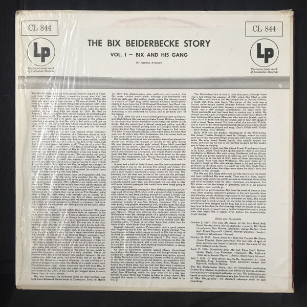 Bix Beiderbecke : The Bix Beiderbecke Story / Volume 1 - Bix And His Gang (LP, Comp, RE)