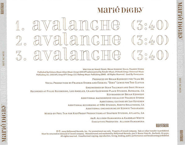 Marié Digby : Avalanche (CDr, Single, Promo)