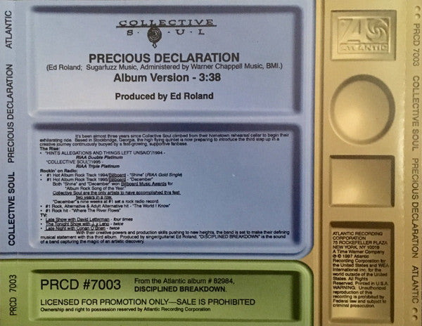 Collective Soul : Precious Declaration (CD, Single, Promo)