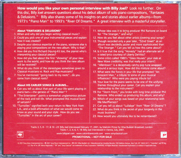 Billy Joel : Words Without Music (CD, Promo)