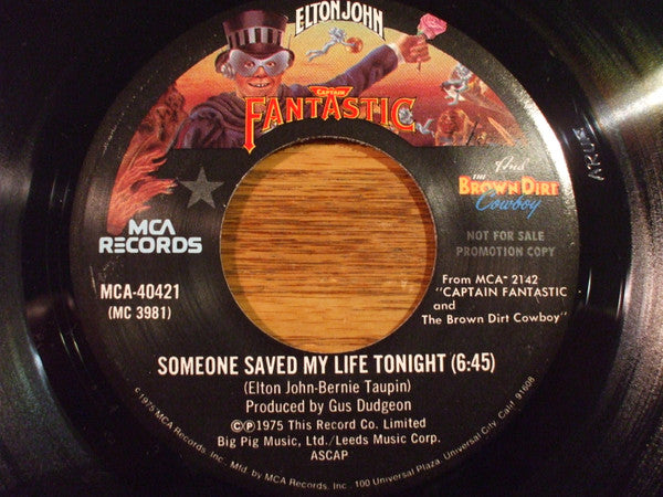Elton John : Someone Saved My Life Tonight (7", Single, Promo, Pin)