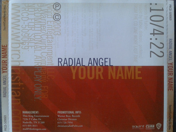 Radial Angel : Your Name (CD, Single, Promo)