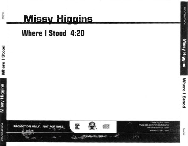 Missy Higgins : Where I Stood (CD, Single, Promo)
