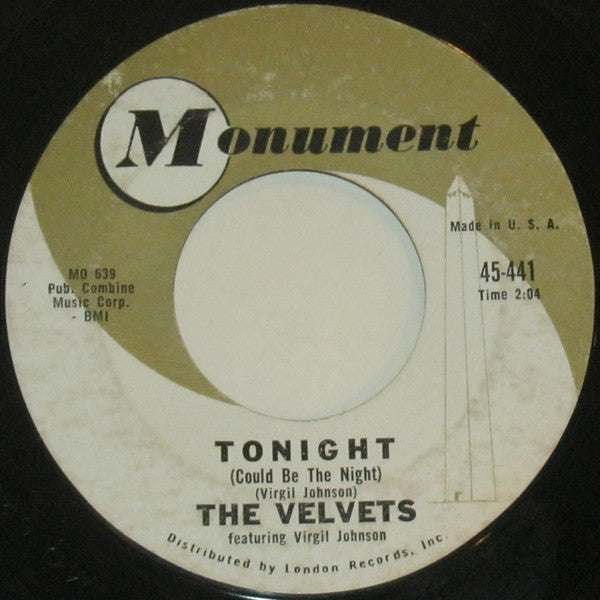 The Velvets Featuring Virgil Johnson : Tonight (Could Be The Night) / Spring Fever (7", Single, Styrene)