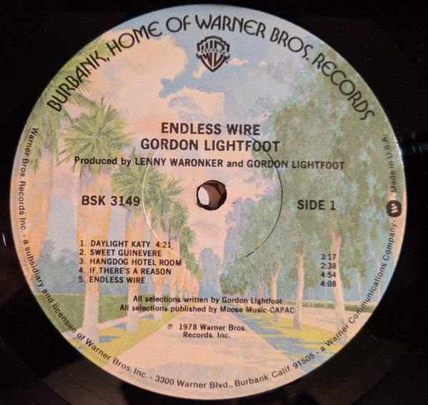 Gordon Lightfoot : Endless Wire (LP, Album, PRC)