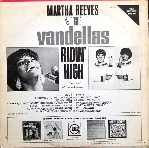 Martha Reeves & The Vandellas : Ridin' High (LP, Album, Hol)