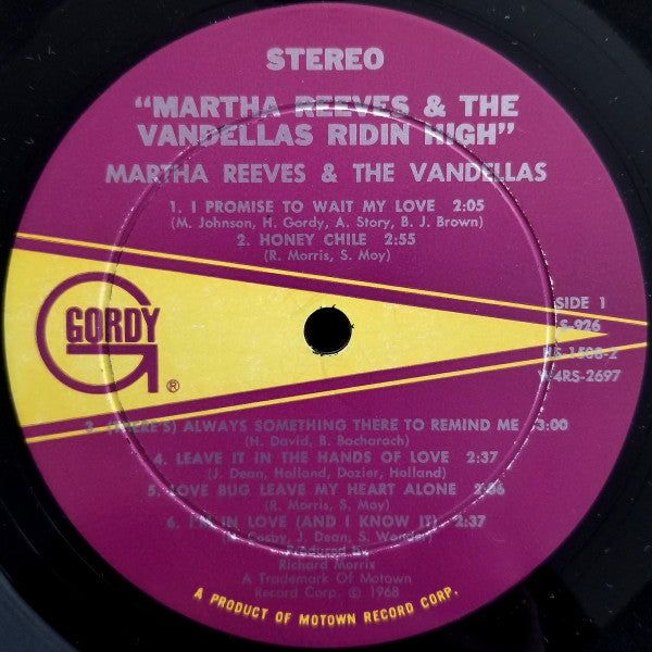 Martha Reeves & The Vandellas : Ridin' High (LP, Album, Hol)