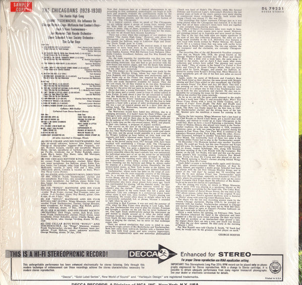 Various : The Chicagoans - "The Austin High Gang" 1928 - 1930 (LP, Comp)