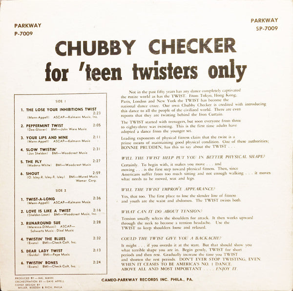 Chubby Checker : For 'Teen Twisters Only (LP, Album)