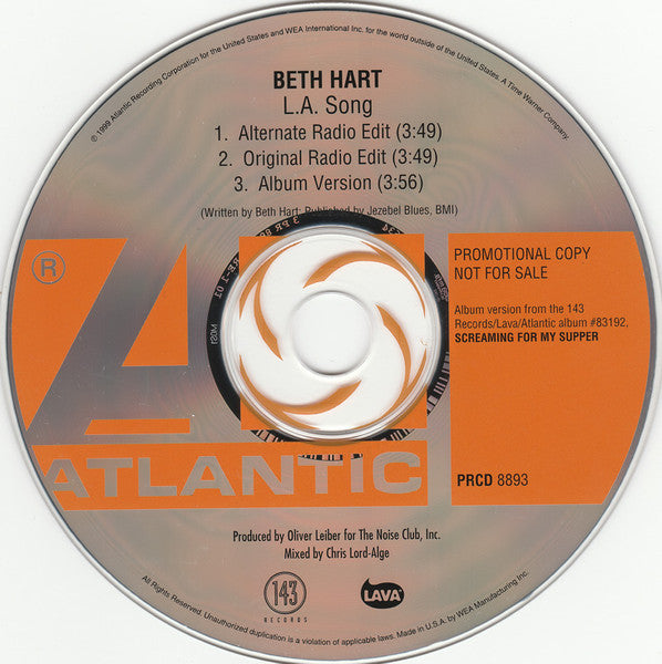 Beth Hart : L.A. Song (CD, Promo)