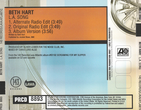 Beth Hart : L.A. Song (CD, Promo)