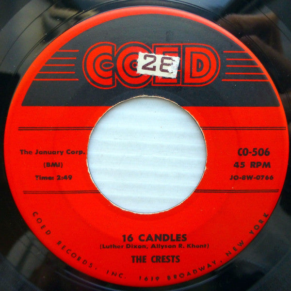 The Crests : 16 Candles / Beside You (7", Single)