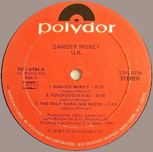 UK (3) : Danger Money (LP, Album, Kee)