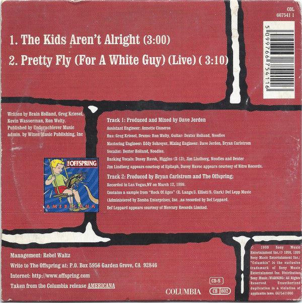 The Offspring : The Kids Aren't Alright (CD, Single, Car)
