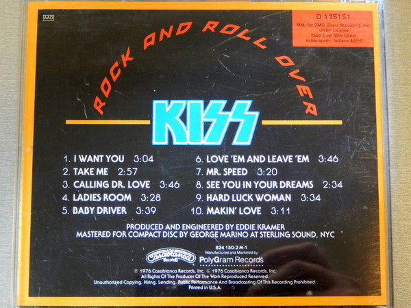 Kiss : Rock And Roll Over (CD, Album, Club, RE, BMG)