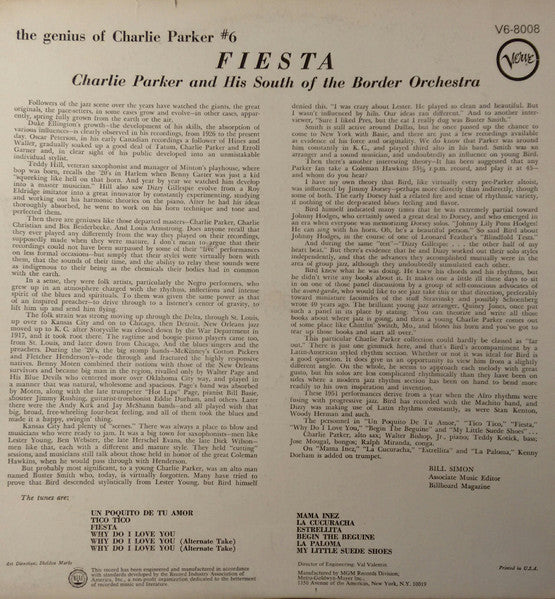 Charlie Parker And His Orchestra : Fiesta (LP, Album, RE)