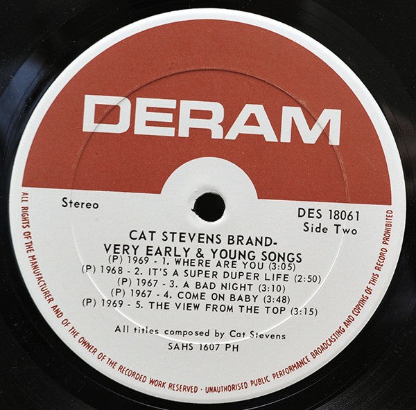 Cat Stevens : Very Young And Early Songs (LP, Comp, PH-)