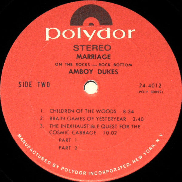 The Amboy Dukes : Marriage On The Rocks - Rock Bottom (LP, Album, Ter)