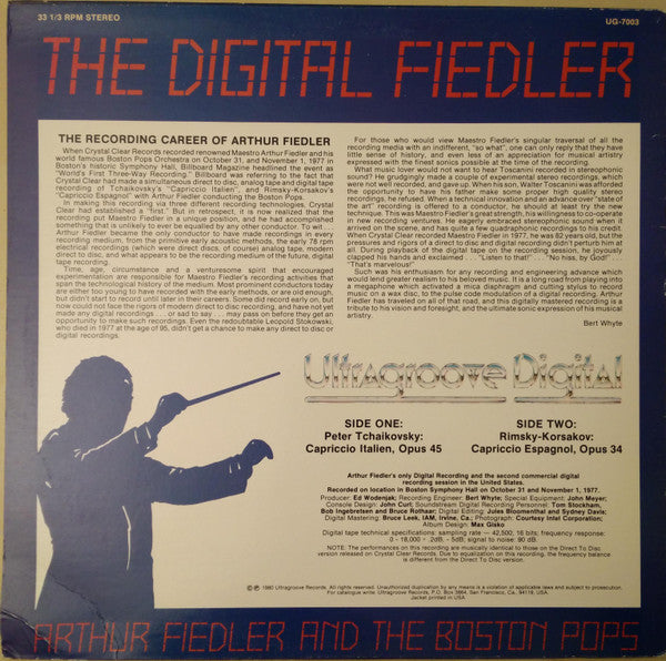 Arthur Fiedler And Boston Pops Orchestra : The Digital Fiedler (LP)