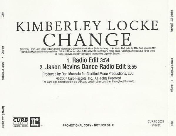 Kimberley Locke : Change (CD, Promo)