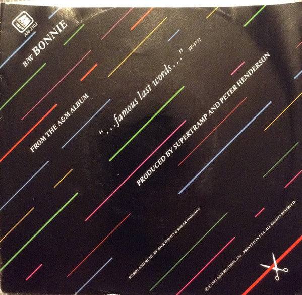 Supertramp : It's Raining Again (7", Styrene, Ind)