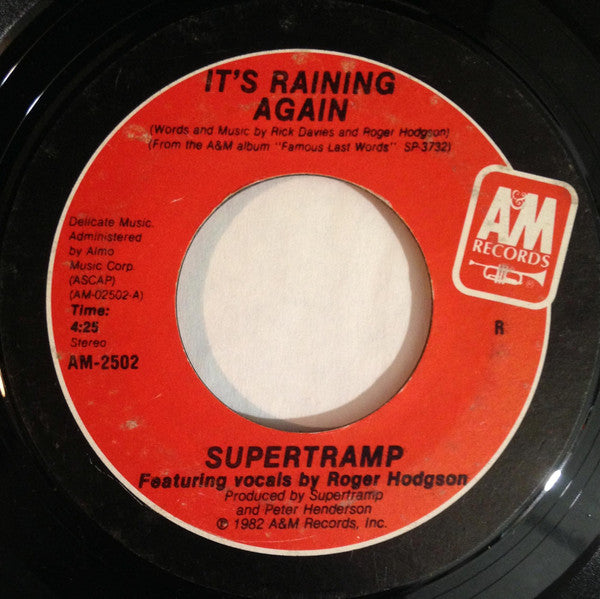Supertramp : It's Raining Again (7", Styrene, Ind)