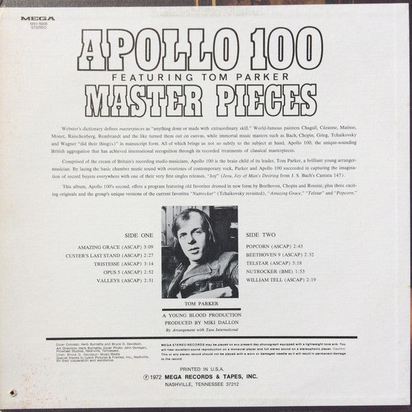 Apollo 100 Featuring Tom Parker : Master Pieces (LP, Album)