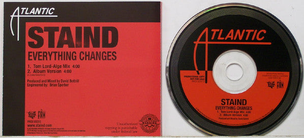 Staind : Everything Changes (CD, Single, Promo)