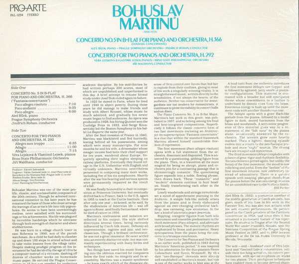 Martinů* : Concerto No. 5 In B-Flat For Piano And Orchestra, H. 366 (Fantasia Concertante) / Concerto For Two Pianos And Orchestra, H. 292 (LP, RP)