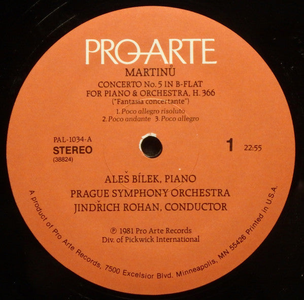 Martinů* : Concerto No. 5 In B-Flat For Piano And Orchestra, H. 366 (Fantasia Concertante) / Concerto For Two Pianos And Orchestra, H. 292 (LP, RP)