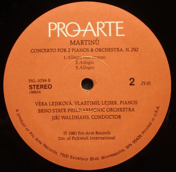 Martinů* : Concerto No. 5 In B-Flat For Piano And Orchestra, H. 366 (Fantasia Concertante) / Concerto For Two Pianos And Orchestra, H. 292 (LP, RP)