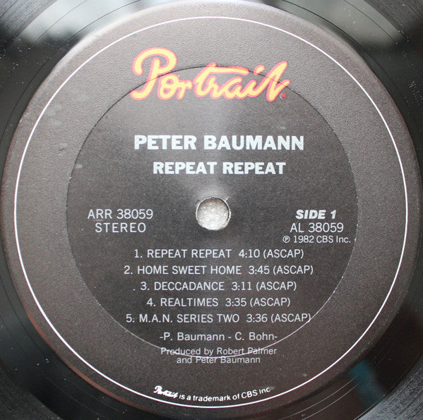 Peter Baumann : Repeat Repeat (LP, Album, Yel)