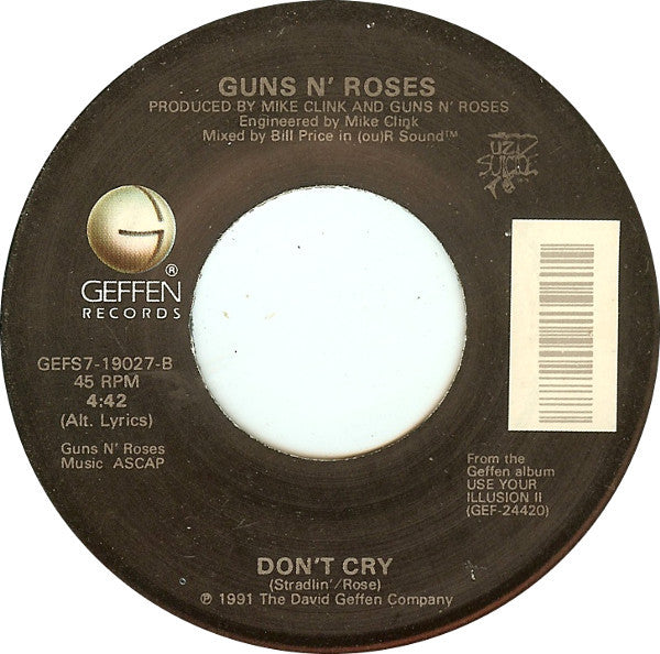 Guns N' Roses : Don't Cry (7", Single)