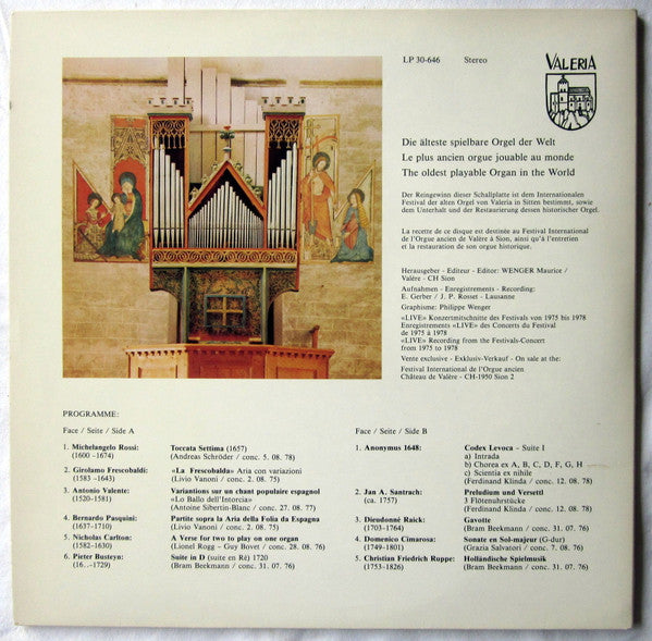 Various : Festival International De L'Orgue Ancien Valère - Sion (LP, Gat)
