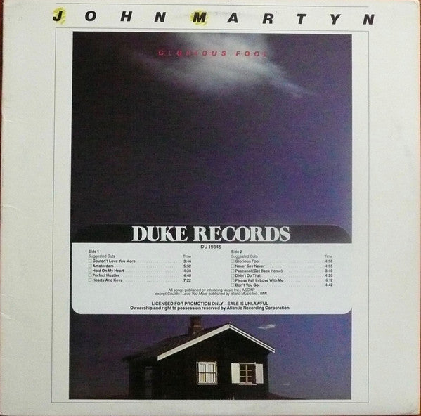 John Martyn : Glorious Fool (LP, Album, SP )