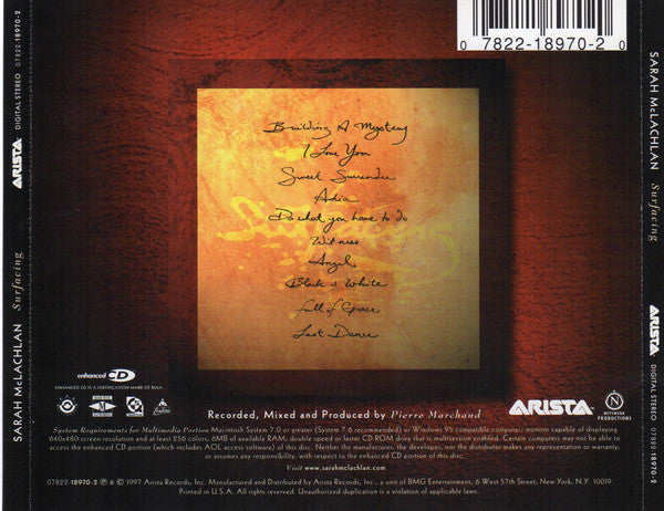 Sarah McLachlan : Surfacing (CD, Album, Enh)