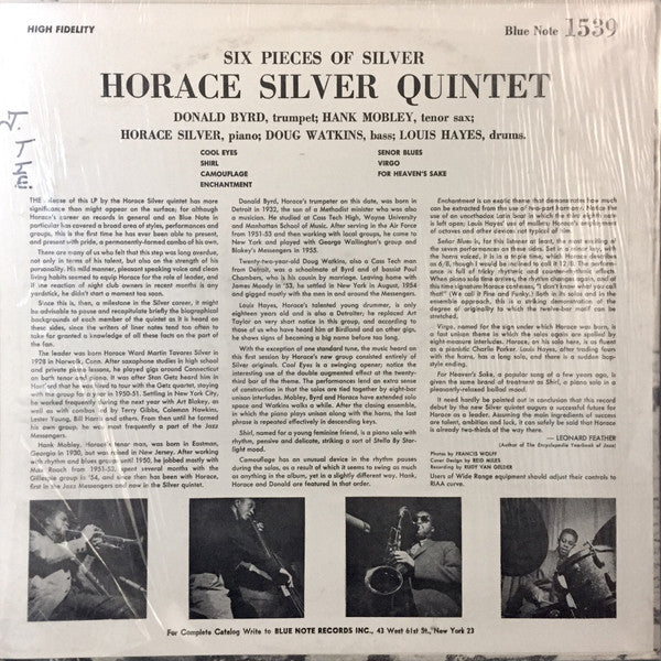 The Horace Silver Quintet : 6 Pieces Of Silver (LP, Album, Mono, RP)