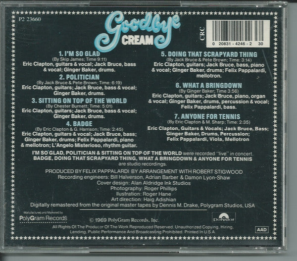 Cream (2) : Goodbye (CD, Album, Club, RE, RM)