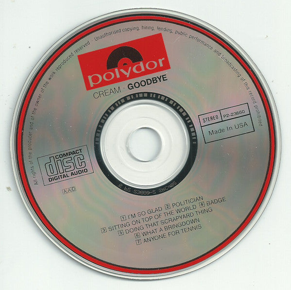 Cream (2) : Goodbye (CD, Album, Club, RE, RM)