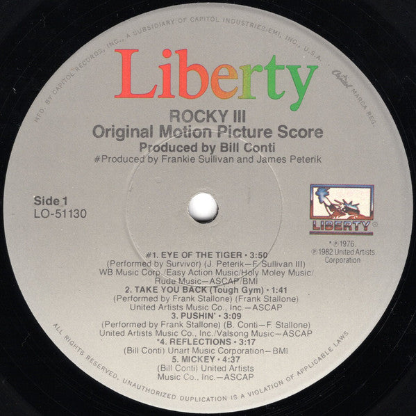 Bill Conti : Rocky III - Original Motion Picture Score (LP, Album, Jac)