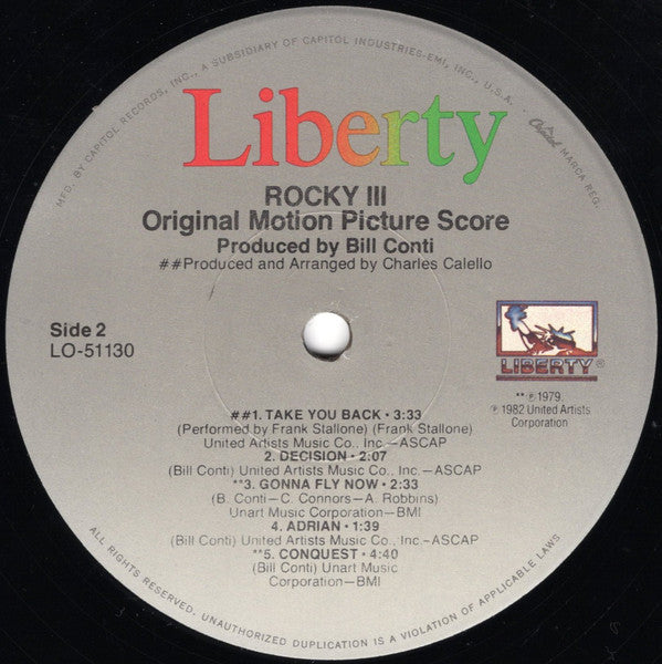 Bill Conti : Rocky III - Original Motion Picture Score (LP, Album, Jac)