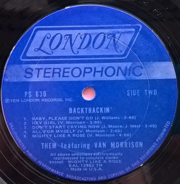 Them (3) Featuring Van Morrison : Backtrackin' (LP, Comp, Ter)